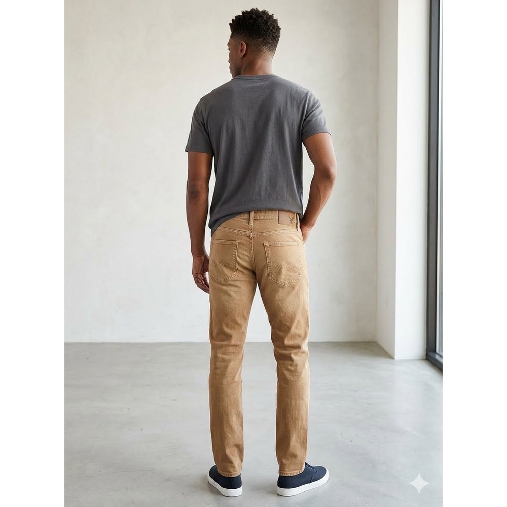 American Eagle Outfitters Mens Slim‎ Straight Tan Khaki Jeans 29x30 Stretch